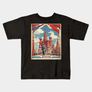 Russia Moscow Vintage Tourism Poster Kids T-Shirt